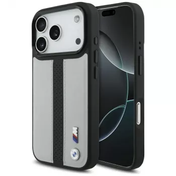 BMW M Perforated Stripe Logo MagSafe-cover til Apple iPhone 17 Pro, grå