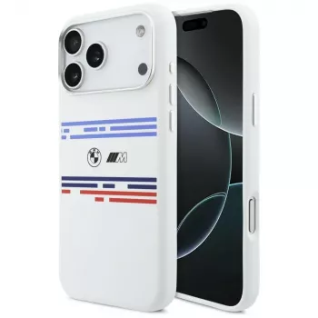 BMW M Silicon Horizontal Line MagSafe-cover til iPhone 17 Pro Max hvid
