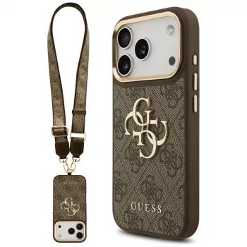 Guess 4G Big Classic Logo BigStrap Metal Buttons-cover til Apple iPhone 17 Pro, brun