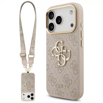 Guess 4G Big Classic Logo Big Strap Metal Buttons-cover til Apple iPhone 17 Pro pink