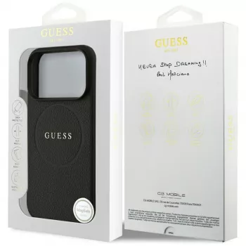 Guess Grained Ring MagSafe-cover til iPhone 17 Pro Max (sort)