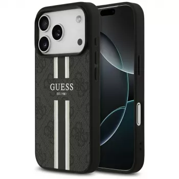 Guess 4G Printed Stripes MagSafe Case til iPhone 17 Pro (sort)