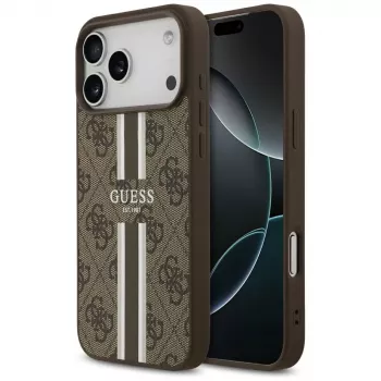 Guess 4G Printed Stripes MagSafe Case til iPhone 17 Pro Max (brun)