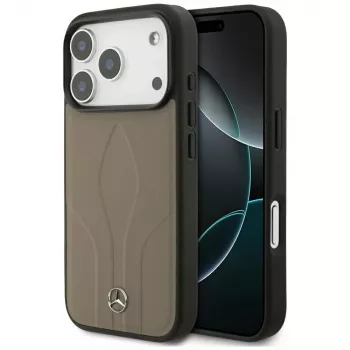 Mercedes Leather The Move MagSafe Case for iPhone 17 Pro Taupe
