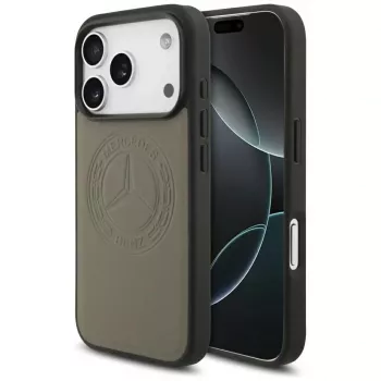 Mercedes Leather Vintage Logo MagSafe Case for iPhone 17 Pro Taupe