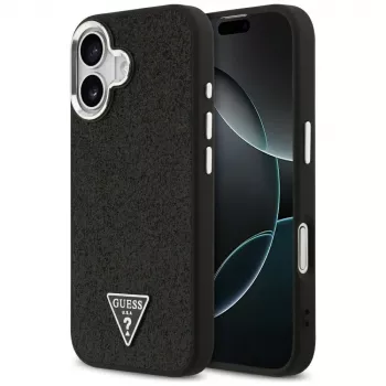 Guess Glitter Triangle Logo MagSafe Case til iPhone 17 sort