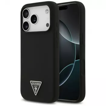 Guess silikone Triangle Logo MagSafe cover til iPhone 17 Pro, sort