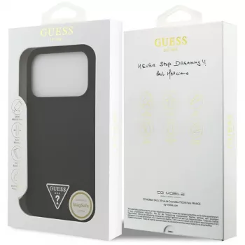 Guess Silicone Triangle Logo MagSafe Case til iPhone 17 Pro Max (sort)