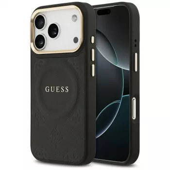 Guess Peony Hot Stamp MagSafe cover til Apple iPhone 17 Pro, sort