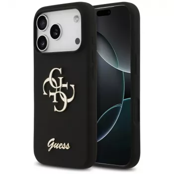 Guess Silicone Big 4G Script-cover til iPhone 17 Pro sort