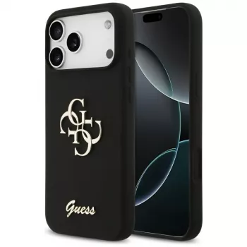 Guess Silicone Big 4G Script-cover til iPhone 17 Pro Max, sort