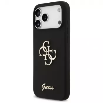 Guess Silicone Big 4G Script-cover til iPhone 17 Pro Max, sort
