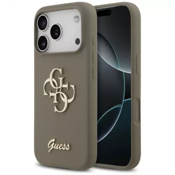 Guess Silicone Big 4G Script-cover til iPhone 17 Pro brun