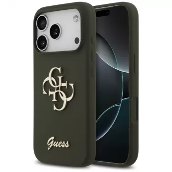 Guess Silicone Big 4G Script-cover til iPhone 17 Pro - khaki