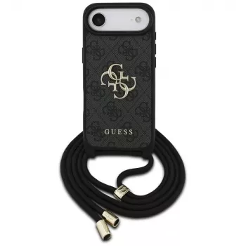 Guess 4G Big Logo Cord Strap Crossbody-cover til iPhone Air, sort