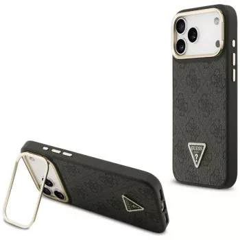Guess 4G PU Triangle Logo & Stand Camera Magsafe-cover til iPhone 17 Pro Max sort