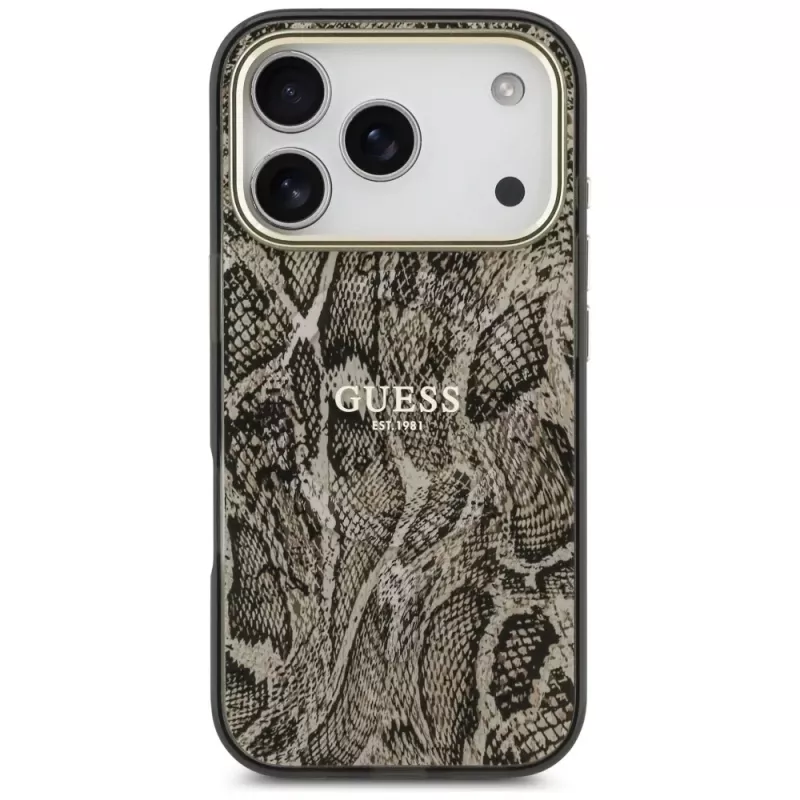 Guess Python Pattern MagSafe-cover til iPhone 17 Pro brun