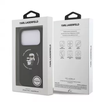 KARL LAGERFELD Silikone Karl & Choupette Ring MagSafe Cover til Apple iPhone 17 Pro sort