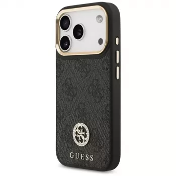 Guess 4G Strass Logo & Big Strap Metal Buttons MagSafe-cover til iPhone 17 Pro sort
