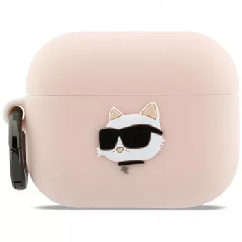 Karl Lagerfeld Silikone Choupette Head 3D-cover til AirPods Pro 3, pink