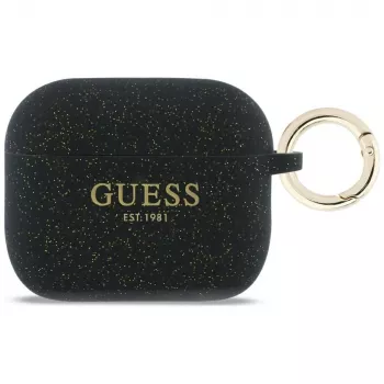 Guess Silikone Glitter Ring-cover til AirPods Pro 3, sort