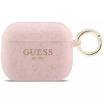 Guess Silikone Glitter Ring-cover til AirPods Pro 3, pink