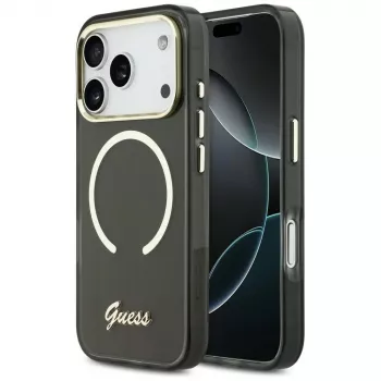 Guess IML Script Metal MagSafe Case til Apple iPhone 17 Pro, sort