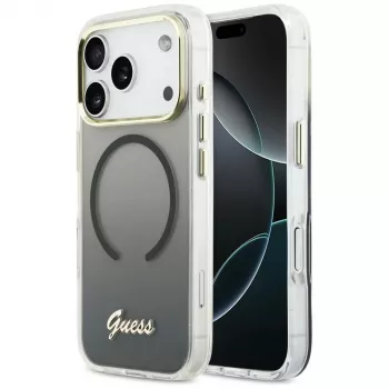 Guess IML Gradient Script Metal MagSafe Case til Apple iPhone 17 Pro, sort