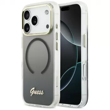 Guess IML Gradient Script Metal MagSafe Case til Apple iPhone 17 Pro Max, sort