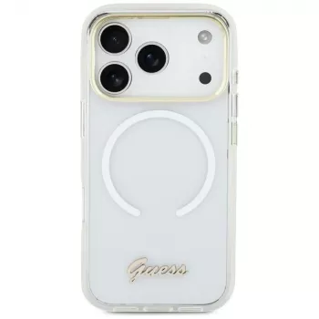 Guess IML Gradient Script Metal MagSafe Case til Apple iPhone 17, hvid