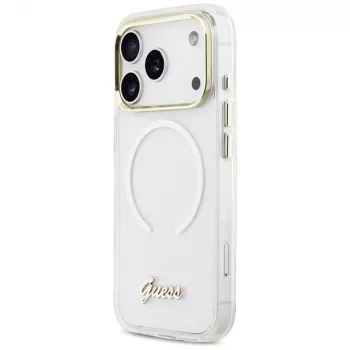 Guess IML Gradient Script Metal MagSafe Case til iPhone 17 Pro Max, hvid
