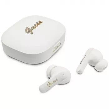 Guess Script Metal Logo True Wireless Stereo-øretelefoner hvid