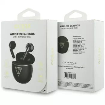 Guess Gold Line Triangle TWS Bluetooth-høretelefoner med opladningsetui (sort)
