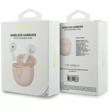 Guess Gold Line Triangle True Wireless Stereo Bluetooth-høretelefoner med opladningsetui (pink)