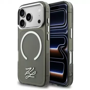 KARL LAGERFELD IML KL Script Logo MagSafe-cover til Apple iPhone 17 Pro, sort