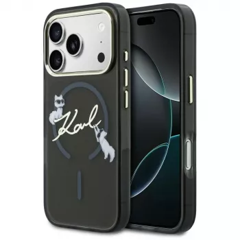 KARL LAGERFELD IML Choupettes KarlScript Logo MagSafe-cover til Apple iPhone 17 Pro, sort