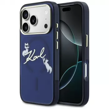 KARL LAGERFELD IML Choupettes KarlScript Logo MagSafe-cover til Apple iPhone 17 Pro Max - blå