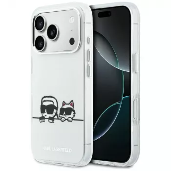 KARL LAGERFELD IML Karl & Choupette Peekaboo Logo MagSafe-cover til Apple iPhone 17 Pro, hvid