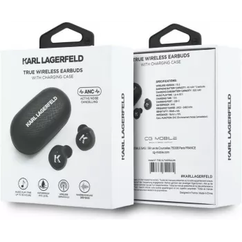 Karl Lagerfeld Saffiano Logo ENC TWS-øretelefoner sort