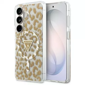 Guess IML Leopard Print Triangle MagSafe Case til Samsung Galaxy S26 (brun)
