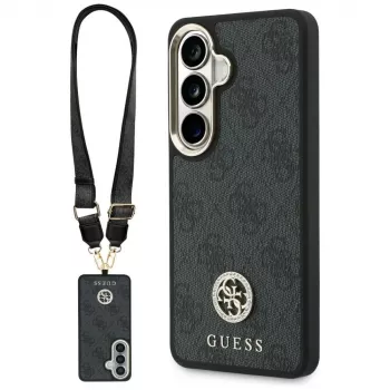 Guess 4G Big Rhinestone Triangle Strap MagSafe Phone Case sæt til Samsung Galaxy S26 - sort