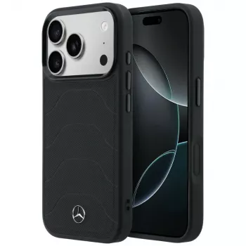 Mercedes-Benz Leather Mesh with Bow Line MagSafe Case for iPhone 17 Pro, Black