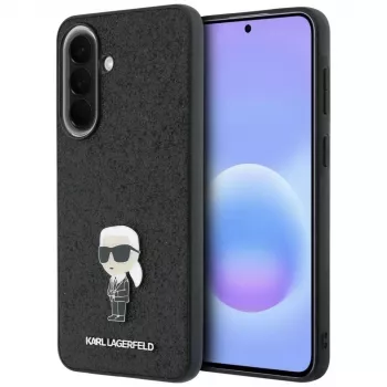 Karl Lagerfeld Fixed Glitter Ikonik Logo Metal Pin bagcover til Samsung Galaxy A57 5G, sort