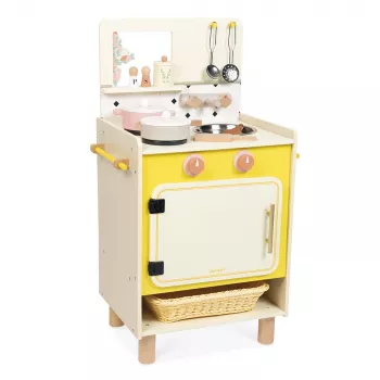Janod Trælegetøjskøkken med 10 tilbehørsdele Shiny Grandma 3+
