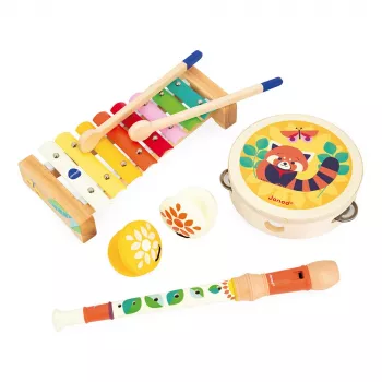 Janod Gioia musiklegetøjssæt – 5 instrumenter, i træ, pastelfarver, fra 18 måneder