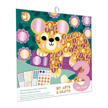 Janod My Arts & Crafts 3+ kreativt klistermærkekunst-sæt med metalliske runde klistermærker