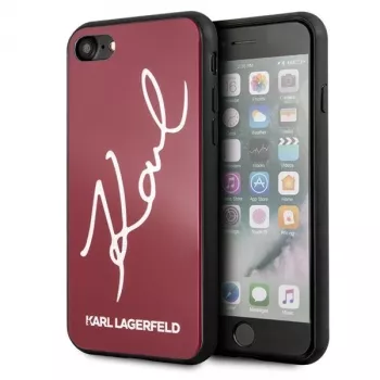 Karl Lagerfeld KLHCI8DLKSRE Signature Glitter Hard Case til iPhone 7/8/SE 2020/SE 2022, rød