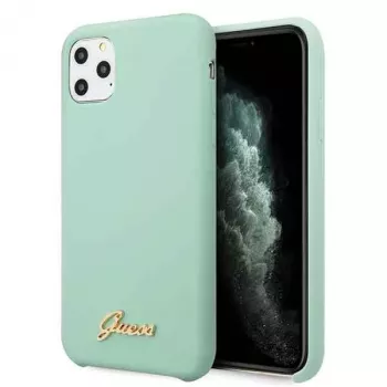 Guess GUHCN58LSLMGG iPhone 11 Pro grønt silikone-hardcase med vintage-guldlogo