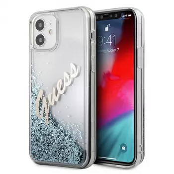 Guess Glitter Vintage Script Hard Case til Apple iPhone 12 mini - blå