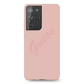 Guess GUHCS21LLSVSPI Script Vintage Hard Case til Samsung Galaxy S21 Ultra (SM-G998) - pink